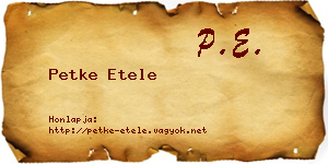 Petke Etele névjegykártya